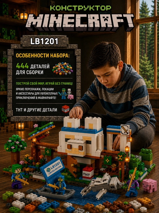 Конструктор Minecraft LB323 с шариковой трассой и фигурками, 578 деталей, подарок внутри