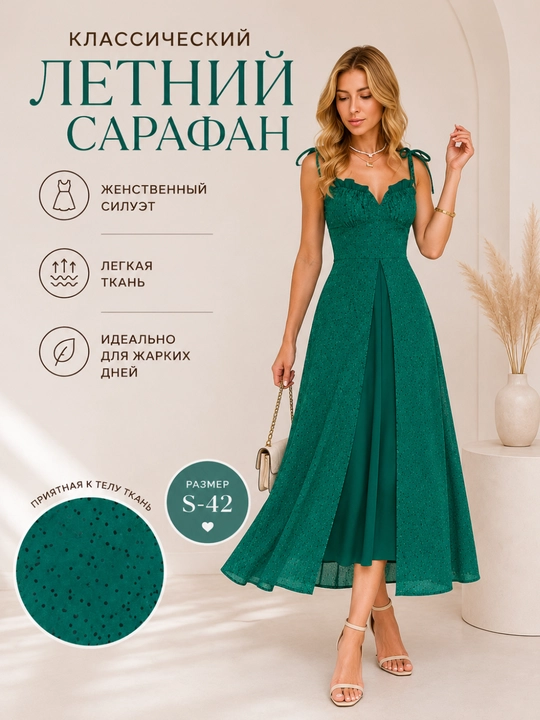 Классический, воздушный, летний сарафан - 
