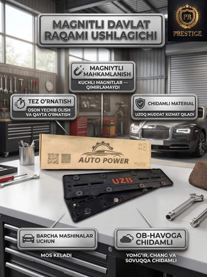 Avtomobil raqami ramkasi universal, mashina podnomeri qora, 2 dona - 