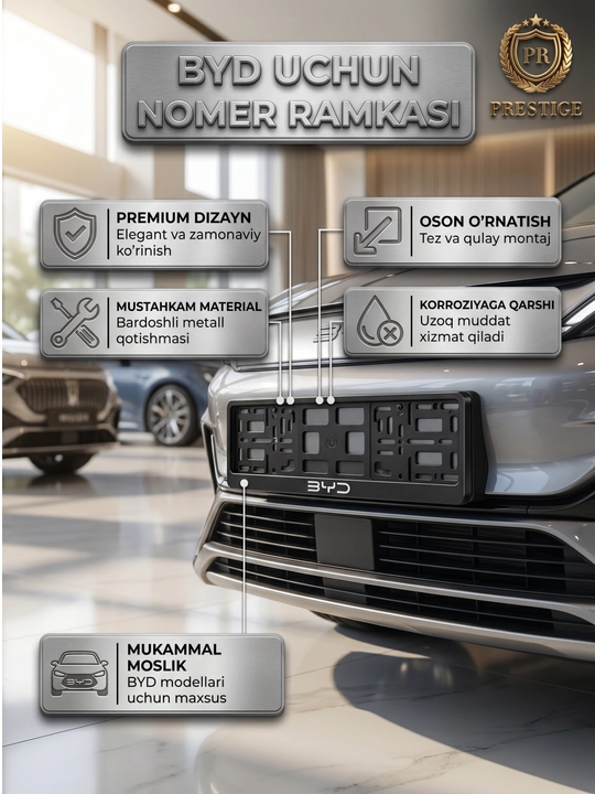 Avtomobil raqami ramkasi universal, mashina podnomeri qora, 2 dona