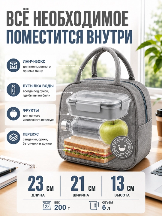 Tермо cумка для ланч бокса, сумка термос для еды, пикника и детских бутылочек