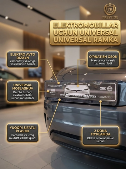 Avtomobil raqami ramkasi universal, mashina podnomeri qora, 2 dona