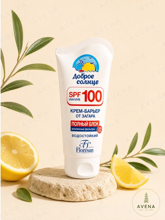 Floresan Dobroye solnse SPF 100 suv o'tkazmaydigan quyosh himoya kremi 75 ml - 