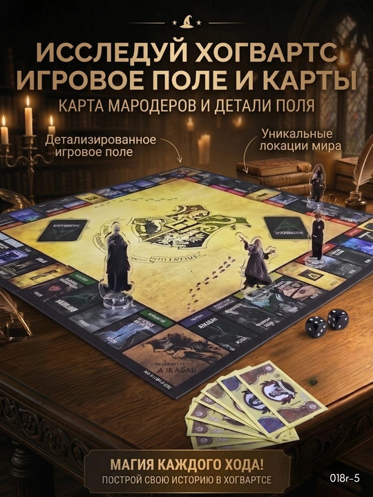 Настольная игра Монополия Гарри Поттер с акриловыми фигурками и кристаллами премиум