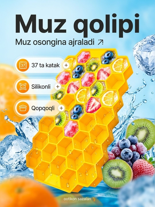 Muz uchun qolip, qopqoqli, sillikon va plastmassalik - 