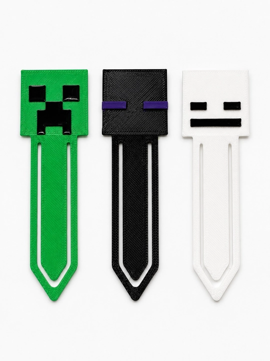 Minecraft uslubidagi kitob xatcho‘plari, zakladkalar, Kriper, Endermen va Skelet