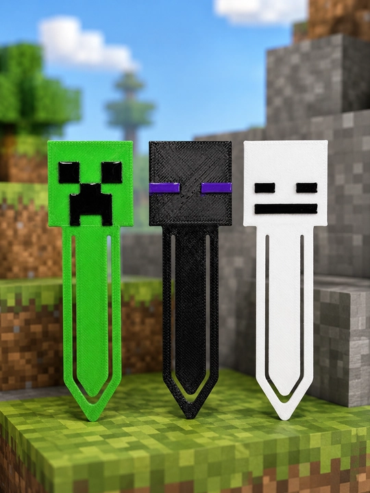 Minecraft uslubidagi kitob xatcho‘plari, zakladkalar, Kriper, Endermen va Skelet