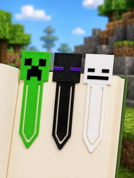 Minecraft uslubidagi kitob xatcho‘plari, zakladkalar, Kriper, Endermen va Skelet