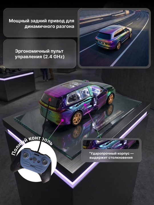 LiXiang L9 va VAZ-2106 RC mashina 1:10 masshtabda, yorug‘lik effektlari bilan