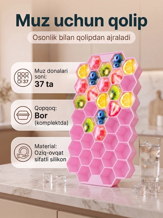 Muz uchun qolip, qopqoqli, sillikon va plastmassalik - 