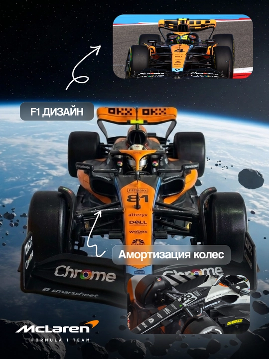McLaren MCL60 F1 1:24 metall model mashina kolleksion bolid Formula 1 sovg'a