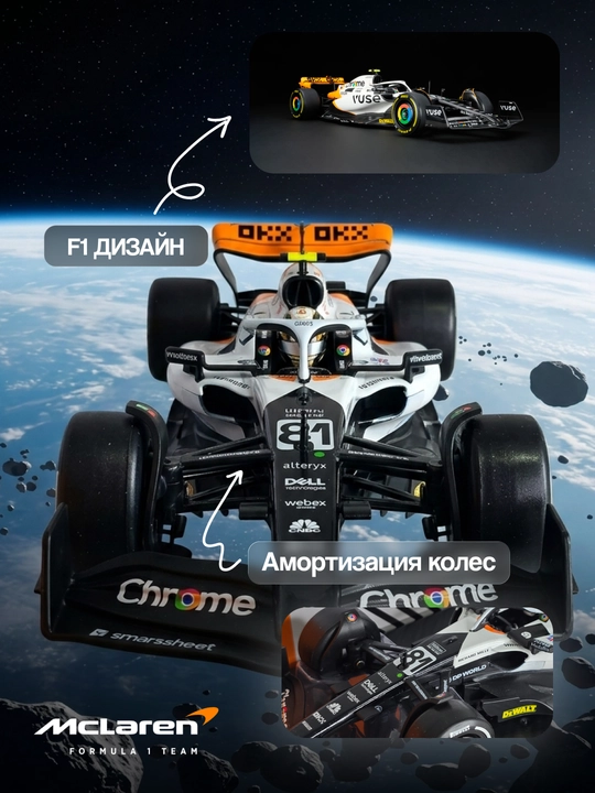 McLaren MCL60 F1 1:24 metall model mashina kolleksion bolid Formula 1 sovg'a