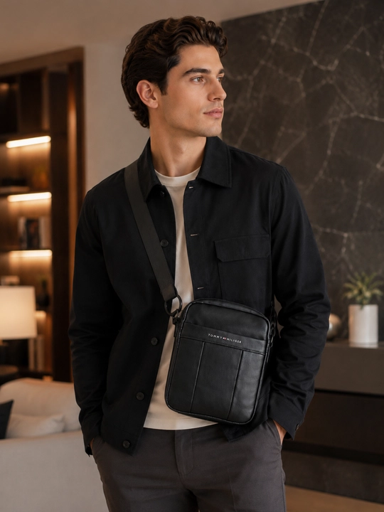 Tommy Hilfiger uslubidagi erkaklar yelka sumkasi, 20 × 24 × 6 sm
