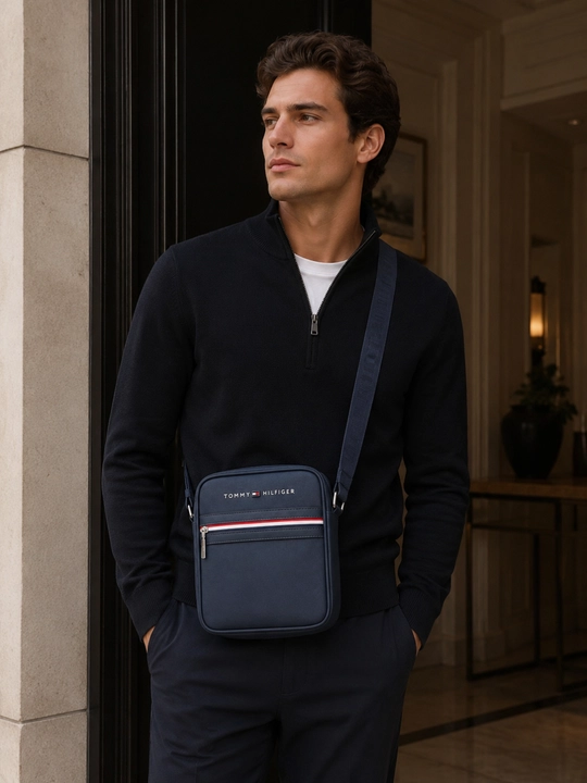 Tommy Hilfiger uslubidagi erkaklar yelka sumkasi, 20 × 24 × 6 sm