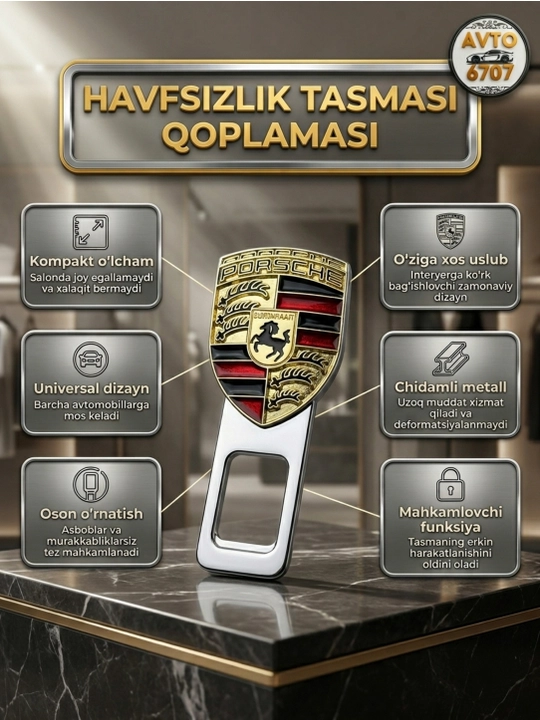 Universal avtomobil xavfsizlik kamari qulfi tiqini, signallarni o'chirgich
