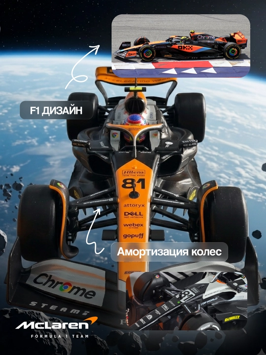 McLaren MCL60 F1 1:24 metall model mashina kolleksion bolid Formula 1 sovg'a