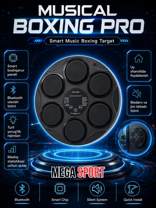 Musical Boxing Pro aqlli musiqali boks trenajyori, Bluetooth va LED targetli