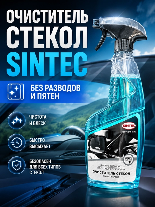 Oyna tozalagich SINTEC, avtomobil oynalari uchun, iz qoldirmaydigan spre - 