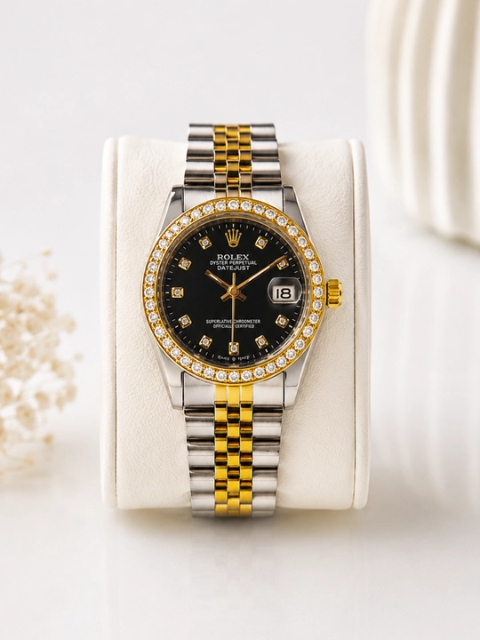 Женские часы в стиле Rolex, премиальные аналоговые с металлическим браслетом - 