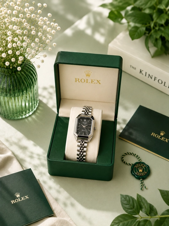 Женские часы в стиле Rolex, премиальные аналоговые с металлическим браслетом - 