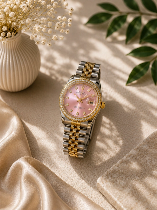 Женские часы в стиле Rolex, премиальные аналоговые с металлическим браслетом - 