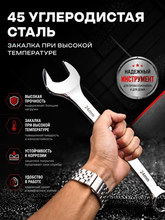 Набор комбинированных ключей TUOSEN, 12 предметов, CR-V сталь, 8–24 мм