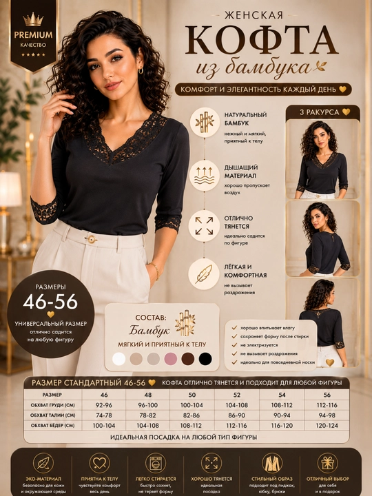 Ayollar koftasi, standart o‘lcham 46 dan 56 gacha - 