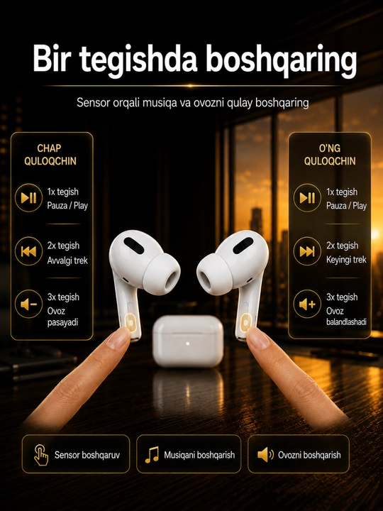Pods Pro 2 беспроводные Bluetooth наушники, сенсорные стерео, для iPhone и Android