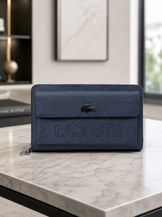 Мужской клатч-портмоне в стиле Lacoste на молнии для документов и телефона