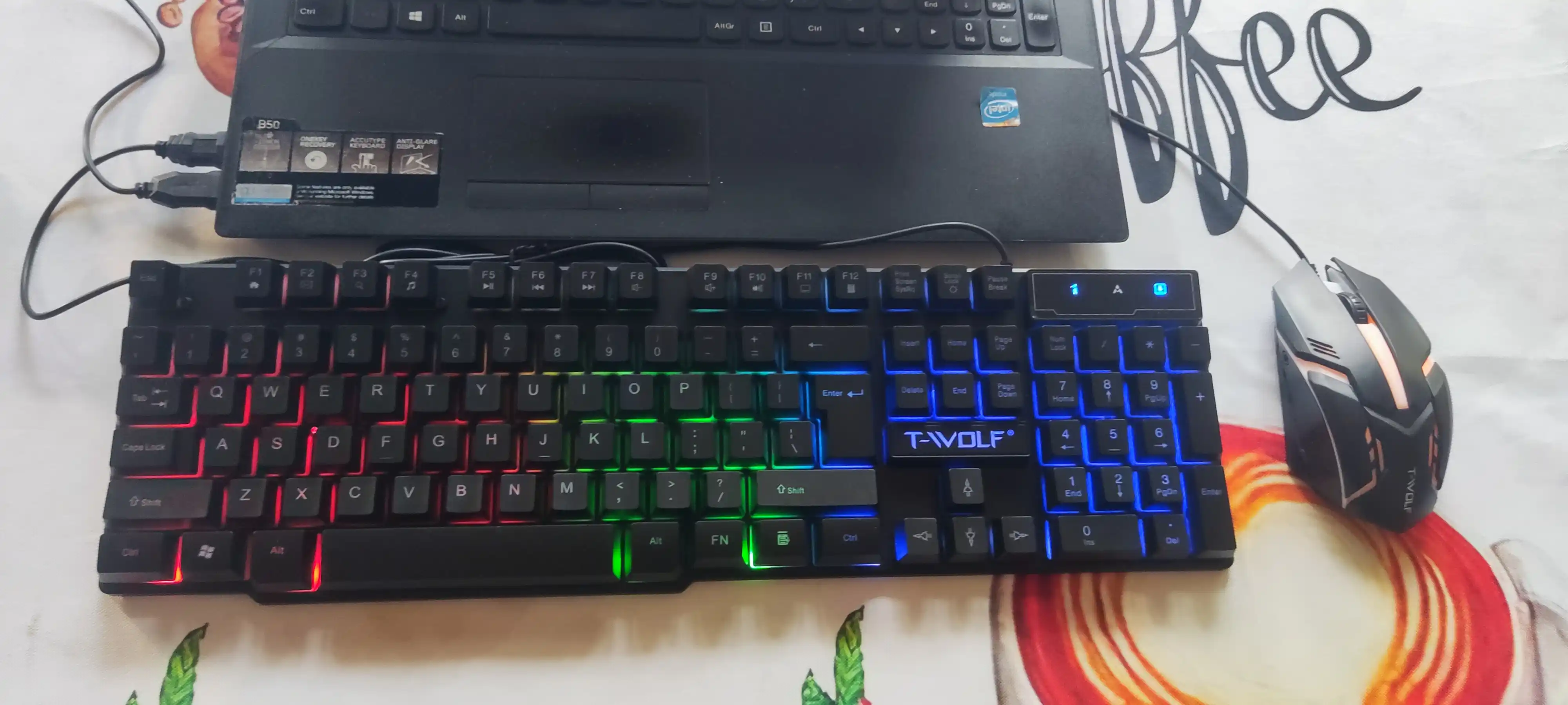 Игровая клавиатура и мышь T-wolf TF200, TF270, с RGB-подсветкой