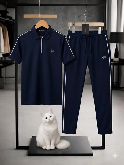 Мужской комплект двойка, футболка и брюки, 100% хлопок, armani двойка, для улицы — KEDDSHP-ALI9-ТЕМНСИН-S/M