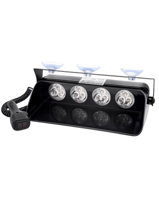 LED stroboskop, avtomobil uchun signal chiroq, qizil-ko‘k yorug‘lik, 12 LED, 4 rejim
