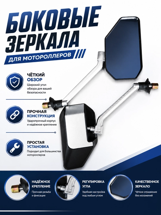 Боковое стекло для скутера универсальное прозрачное