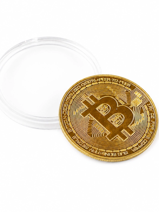 Bitcoin suvenir tangasi, kolleksiya uchun kriptovalyuta tangasi, plastik kapsulada