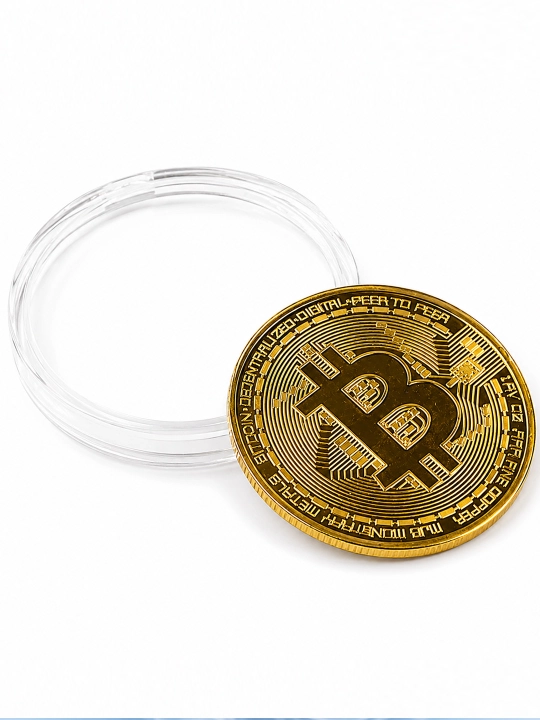 Bitcoin suvenir tangasi, kolleksiya uchun kriptovalyuta tangasi, plastik kapsulada