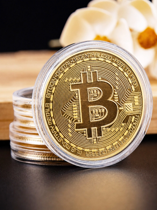 Bitcoin suvenir tangasi, kolleksiya uchun kriptovalyuta tangasi, plastik kapsulada