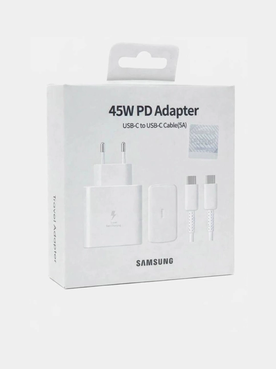 Адаптер Samsung 45 Вт PD, быстрое зарядное устройство USB-C, с кабелем