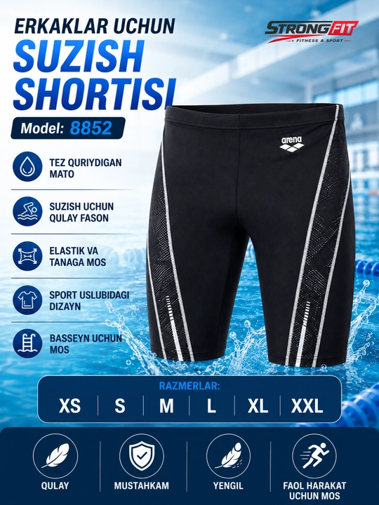 Suzish va basseyn uchun erkaklar sport shortisi (plavkalar) - 