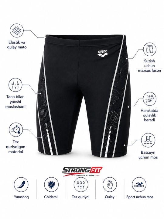 Suzish va basseyn uchun erkaklar sport shortisi (plavkalar)