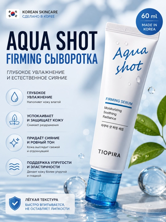 Tiopira Aqua Shot Firming Serum namlantiruvchi yuz zardobi, 60 ml - 