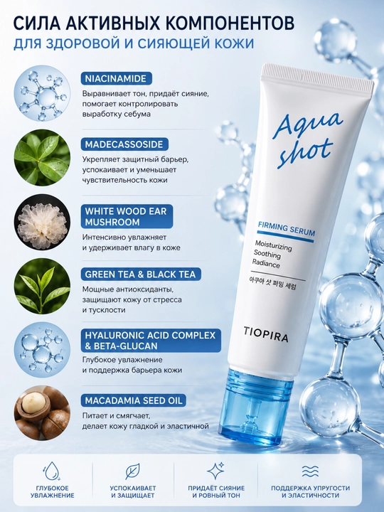 Сыворотка для лица Tiopira Aqua Shot Firming Serum, увлажняющая, 60 мл