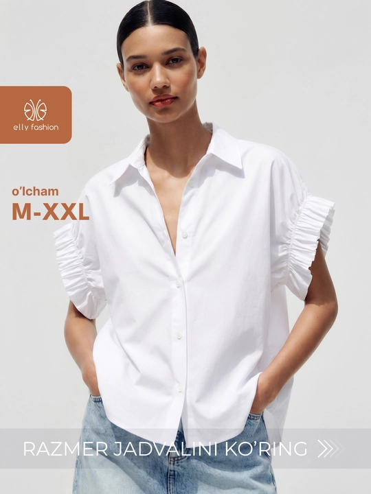 ELLY FASHION qisqa yengli yozgi ayollar rubashkasi - 