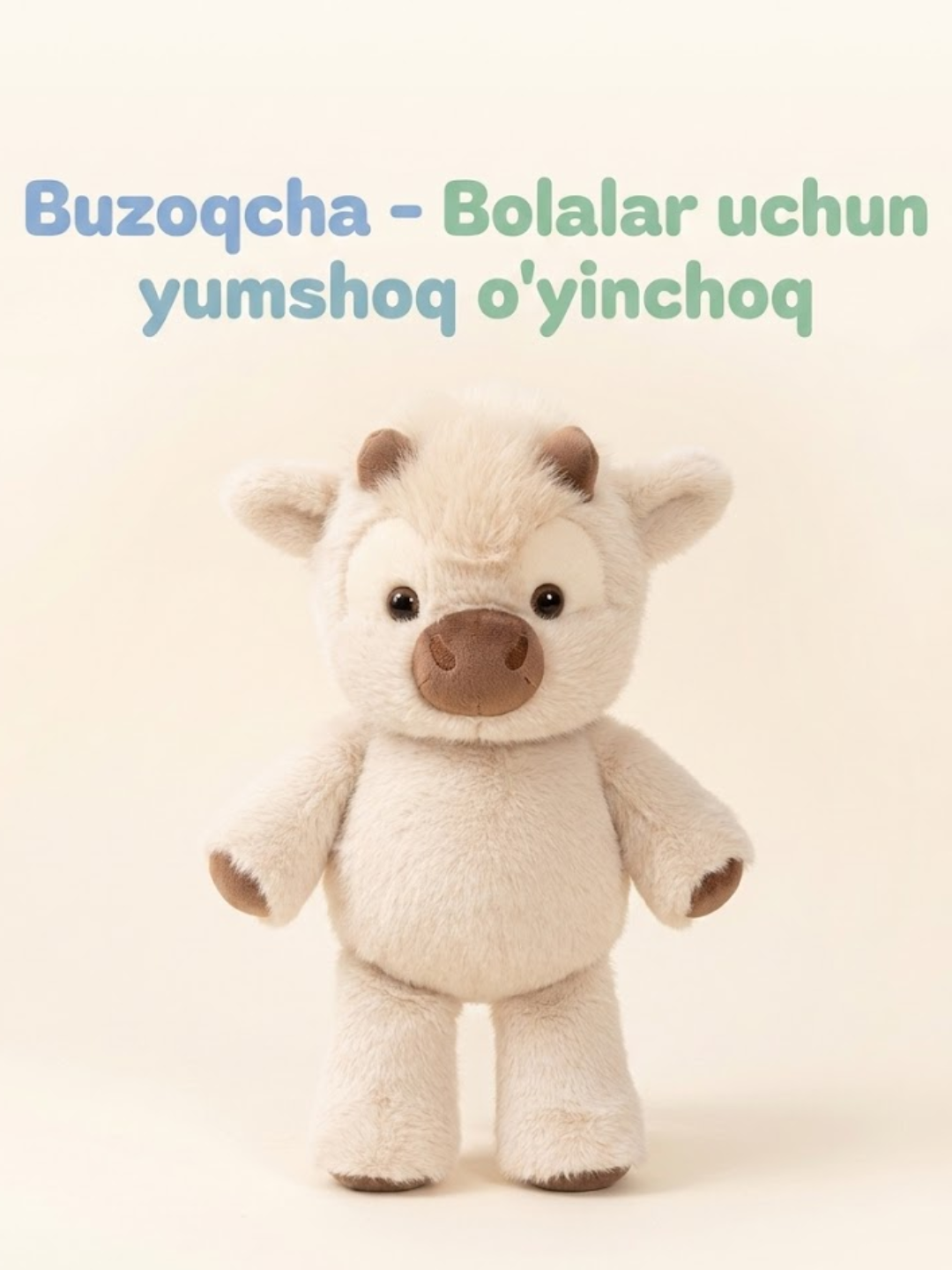Bolalar uchun buqacha yumshoq o‘yinchog‘i, baxmal o‘yinchoq, sovg‘a, 45 sm - 