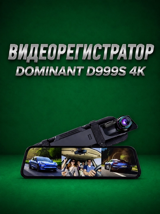 Videoregistrator DOMINANT D999S 4K Wi-Fi 3 kamerali 32GB fleshkali avtomobil uchun - 