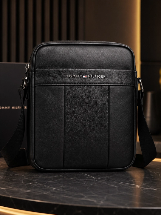 Tommy Hilfiger uslubidagi erkaklar yelkama sumkasi, kundalik va ish uchun - 