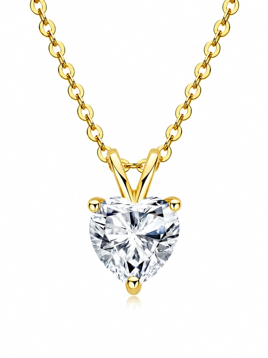 ALIXANDRA Колье Сердце из серебра 925, GRA Moissanite, 18K - 