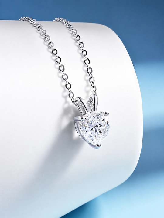 ALIXANDRA Колье Сердце из серебра 925, GRA Moissanite, 18K