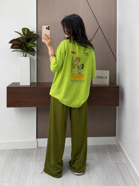 Ayollar katta o‘lchamli ikkilik Love is kostyumi, futbolka va shim, standart 44-50 - 