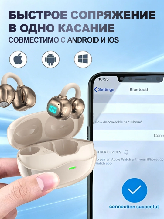 Беспроводные наушники  SadoMax, Hi-Fi, Android и iPhone, Чистый звук, Гарантия 12 месяцев