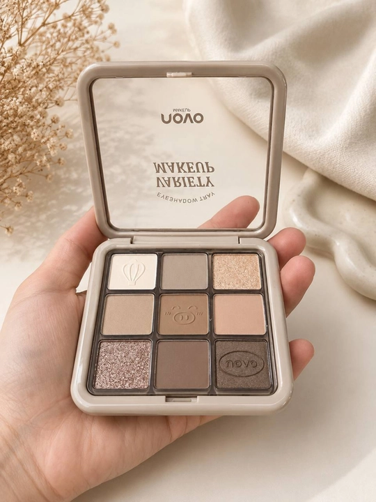 9 rangli NOVO soyalar palitrasi, professional qovoqlar uchun xira va shimmer soyalar